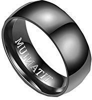 MAGIIE 8mm TITANIUM Ring Herren Edelstahl Partnerringe,Tolles Geschenk für Männer (Schwarz, 62 (19.7))