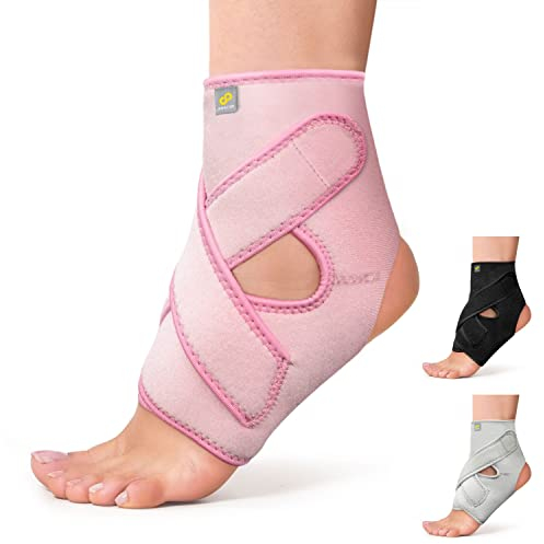 Bracoo Sprunggelenkbandage, Verstellbare Bandage Fußgelenk, Atmungsaktive Knöchelbandage für Plantarfasziitis, Arthritis, Sehnenscheidenentzündung, Knöchelverstauchung, Fersensporn, FS10, Rosa, S/M