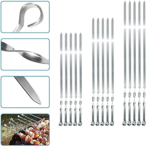 20 Stück Grillspieße EXTRA STARK 2 mm aus Edelstahl (40 cm) Grillzubehör für Mangal Spiesse Grill, Schampura Schaschlikspieße Fleischspieße Spieße, Skewers, Kebap, Pinchos Schaschlik, Grillspiesse