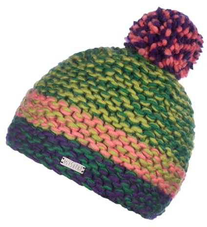 Moshiki | Wolle Bommel Mütze Dinesh | Mit Baumwoll-Fleece Band gefüttert | Damen und Herren | 100% Wolle, Futter 100% Baumwolle (KBA)