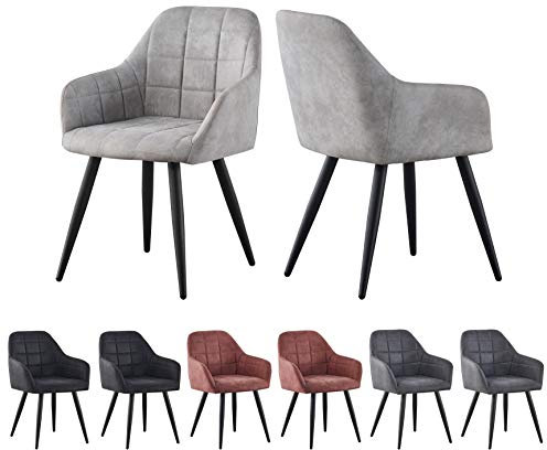 mcc direct 2x Faux Matte Suede Leather Dining Chairs Accent Chairs home & restaurants Adrian (Light Grey)