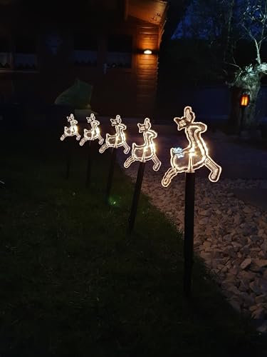 LED Rentierleuchtstäbe, mit 5 Stäben welche mit je 1 warmweisen LED ausgestattet sind