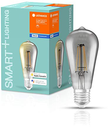 LEDVANCE Smarte LED-Lampe mit Bluetooth Mesh Technologie, Sockel E27, Dimmbar, Warmweiß (2700K), ersetzt Glühlampen mit 44 W, steuerbar mit Alexa und Google, BT Filament Edison Dim, 4er-Pack