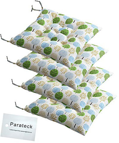 4 cojines para sillas de comedor, oficina, salón o jardín, cintas anudables, 40 x 40 cm