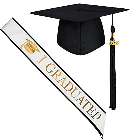 GraduationMall 2025 Doktorhut und Schärpe für Abschlussfeier, Party Dekoration Geschenke Weiß