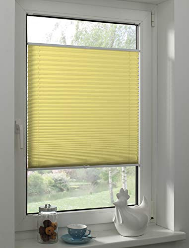 Sunpro24 Plissee auf Maß, Blickdichtes Faltrollo, Klemm-Montage, Sonnenschutzrollo, (B) 20-50 x (H) 211-220 cm, Gelb