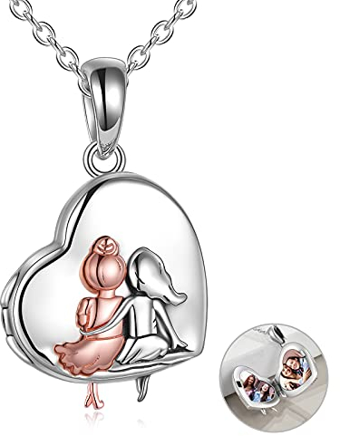 VONALA Schwestern Medaillon Kette Always My Sister Forever My Friend 925 Sterlingsilber Infinity Love Herz Anhänger Halskette Schmuck