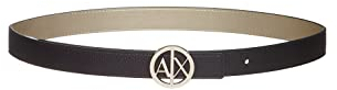 Armani Exchange Damen Bicolor, Logo Buckle Belt, Black/Gold, S