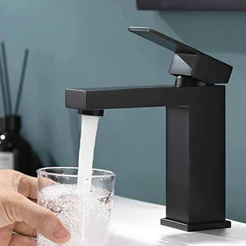 TIMACO Schwarz Waschtischarmatur,Hohe Qualität Wasserhahn Bad Mischbatterie Badarmatur für Bad,Modernes Design 6,49in