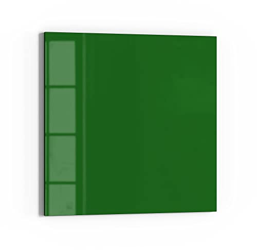 DEQORI Glas-Magnettafel | 30x30 cm groß | Unifarben - Dunkelgrün | Memo-Board aus Glas | Magnetboard inkl. Magnete, Stift & Tuch für Küche & Büro | Tafel magnetisch & beschreibbar