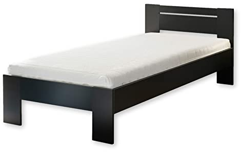 CANNES Futonbett 90 x 200 cm - Minimalistisches Jugendzimmer Bett in Schwarz - 95 x 71 x 204 cm (B/H/T)