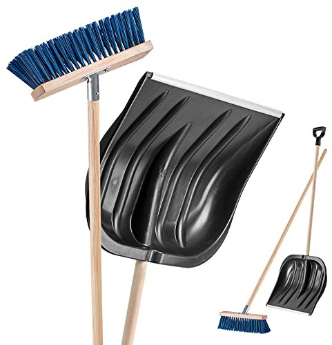 KADAX Schneeräumungsset, Schneeentfernung Kit mit Schneeschaufel, Schneeschieber und Besen mit ergonomischen Stiel, 2-Teiliges Schneeset für Schneeentfernung (Schwarz)