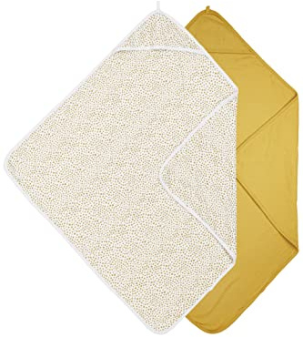 MEYCO Kapuzenbadehandtuch 2er Pack 80x80cm Jersey Babyhandtuch Honey Gold | 100 % Baumwolle - Oeko Tex zertifiziert - kuschelig weich - feuchtigkeitsabsorbierend & schnell trocknend