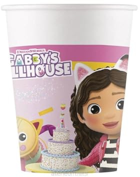 PROCOS Lot de 8 gobelets en papier pour fête sur le thème de la maison de poupée Gabby, 200 ml
