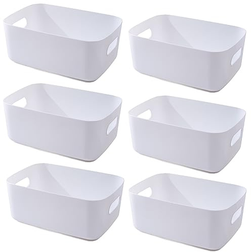NCRGB Almacenaje Plastico,Cajas Organizadoras Cestas Almacenaje Cestas Organizadoras,Organizador de Armario de Cocina de Baño,Caja de Almacenaje de Cocina para Cocina (20x14x7cm, 6 Blanco)