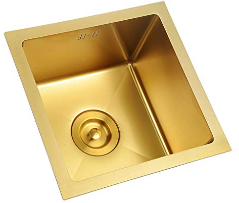 Standwaschbecken Küchenspülen Gold klein-Trompetenspüle Einzelschlitz-Barspüle Haushaltsutensilien Dicke Waschbecken (Gold 45 * 45 * 21,5 cm)