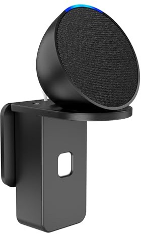 PlusAcc Stecker Wandhalterung für Echo Pop und Echo Dot 4&5 Gen - Steckerhalterung Platzsparend für Smart Lautsprecher Zubehör, Perfekt für Küche Bad Schlafzimmer (Schwarz)
