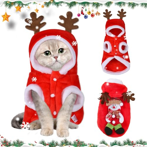 Hunde Weihnachtskostüm, Hundekostüm Weihnachten, Hundemantel für Kleine Mittel Große Hundebekleidung Weihnachtsmütze, Weihnachtsmann Rentier Kostüm für hunde, Weihnachtspullover Haustier Hoodie Mantel