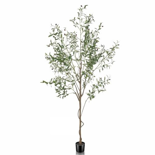 LYERSE Faux Olive Tree 7ft, Tall Fake Olive Tree with Large Olive Branches and Fruits, Artificial Olive Tree Indoor for Modern Home Office House Living Room Decor