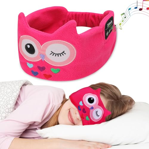 Luckits Kids Bluetooth Eye Mask for Sleeping Kids Headband Headphones Musical Sleep Eye Mask with Speakers Wireless Bluetooth Headband Headset Blackout Eye Covers Blindfolds for Travel (red)