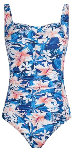 Aidotop Womens One Piece Swimsuit Tummy Control Swimwear with Retro Ruched Monokini Bathing Suits(4Blue LilyXXL)