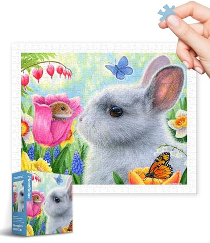 PieceRelax Plastic Jigsaw Puzzles for Adults 500 Pieces Bridget Voth - Little Friend in The Tulips Most Satisfying Table Games and Gifts No Puzzle Mat Required [H3444]
