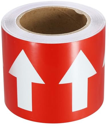 PATIKIL Nastro Direzionale Freccia per Flusso, Adesivi per Identificazione Tubazioni Marcatura Identificativa Tubi per Etichettatura del Flusso Tubi, Bianco su Rosso (20M x 100mm)