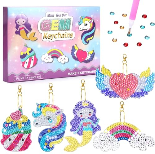 Txeouse Basteln Mädchen 6 7 8 9 10 11 12 Jahre, Bastelset Kinder ab 6 Jahre Diamond Painting Kinder Geschenke für Mädchen 5D-Diamant-Malen nach Zahlen Kunstsets Diy Bastelset Kinder