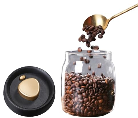 GCFTIFF Boîte à Café Hermétique 950 ml - Récipient en Verre Borosilicate Avec Couvercle - Boîte de Conservation Sous Vide
