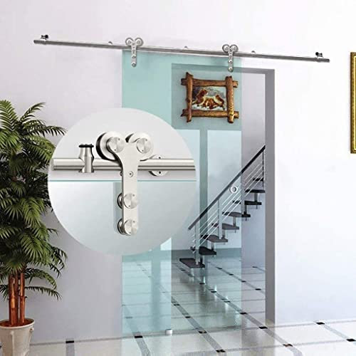 Sliding Door Hardware kit 3.3ft-16.4ft Sliding Barn Door Hardware Kit ， Stainless Steel Hanging Rail Complete Hardware Kit, Barn Door Double-Wheel Slide Rail Mute Pulley Track (Size : 5.6FT/170CM SIN