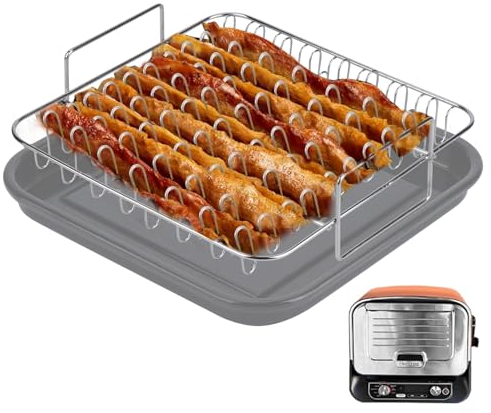 Favfully Dedicated Bacon Rack Cooking BRACE For Ninja Woodfire Pizza Oven OO101, Pro XL, OG800 Series Grill, Bacon RackSausages Rack Specially Designed For Ninja, Stainless Steel Baking Rack(No pan)