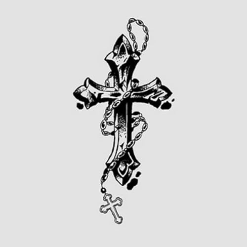 Kette Und Kreuz, Pflanzlicher, Wasserfester, Langlebiger Tattoo-Aufkleber, Saft-Tattoo-Aufkleber, Permanentes Kreuz