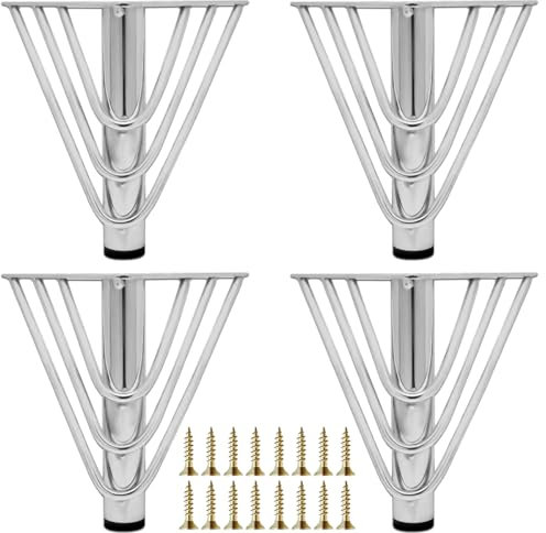 6 Inch Gold Furniture Legs Heavy Duty Metal Furniture Feet Set of 4 Golden Legs for Sofa/Cabinet/Table/Chair/Couch DIY Replacement 6 Inch Modern Cabinet Legs (White, 6 inch)