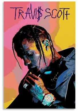 CHIMOSHEJI Travis Scott Art Poster - Amerikanisches Rap-Wandkunst, Dekoratives Gemälde für Schlafzimmer - 30 x 45 cm, Ungerahmt