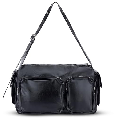 Expatrié Weekender Damen Schwarz - Nova - Große Reisetasche mit vielen Fächern - Mittelgroße Schultertasche für Reise & Freizeit - Aesthetic Handbags Women