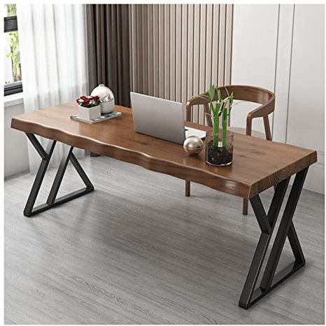 Computertisch Aus Massivem Holz Und Schmiedeeisen, Computertisch Fürs Büro Mit Schublade, Schreibtisch, Spieltisch Für Wohnzimmer Und Schlafzimmer, Schreibtischdicke 5 C,Multi,colored,120x60x75cm