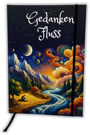 Ottybara Mindbook Gedankenfluss - Premium Notizbuch A5 blanko | kratzfestes Hardcover, Gummiband, Lesezeichen | Ideal als Journal Buch, Tagebuch, Notizheft | regional & nachhaltig produziert