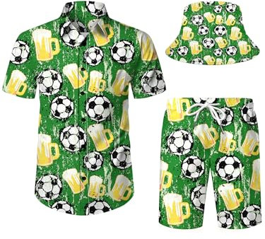 fifbird 16 70er Jahre Hemden für Herren, Button-Down-Shirt, 70er-Jahre-Shirt, Herren-Hawaii-Hemden und Shorts, Set 16-S, 15 Bier, 3XL