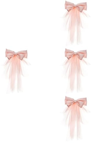 BESTYASH 4pièces Voile De Mariée Court Avec Nœud Satin Et Pompons Accessoire Élégant Pour Mariage Décoration Bridal Pour Mariée