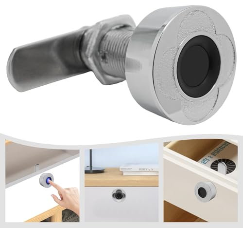 Fingerabdruckschloss, Smart Fingerprint Lock mit TYPE C Wiederaufladbar für Schubladen und Schränke,20 Fingerabdrücke speichern,hoher Diebstahlsicherheit (Silber, 30cm)
