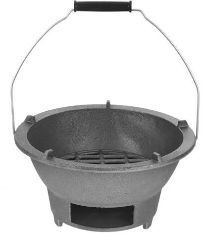 Kisangel Holzkohlegrill Für Herd Tragbarer Mini-tischgrill Grillplatte Für Camping Gusseisen-grillofen Innenbereich-grill Für Grillen Und Kochen