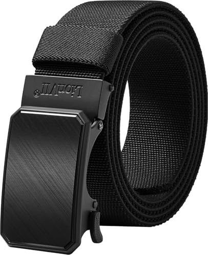 LionVII Men's Stretch Ratchet Belt, Elastic Slide Belt for Men with Automatic Buckle for Men Dress, Adjustable Trim to Fit 28-49 Waist