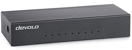 devolo Gigabit Ethernet Switch 8 Port unmanaged LAN Switch Netzwerk Switch LAN Verteiler 1000 Mbit/s lüfterlos