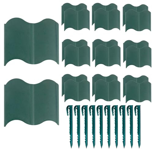 Gartenzaun Kunststoff Grau - Garteneinfassung in Steinoptik, Rasenkante Mähkante Palisade Garten Beet Pflanze | Bordüre Gartenzaun Zum Trennen Von Rasen Von Garten Und Beeten Steckzaun