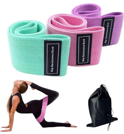 TPZORJX Fasce elastiche Fitness Antiscivolo e anti strappo in Tessuto – Set 3 Bande Elastiche con 3 Livelli di Resistenza per Glutei,Gambe e Fianchi – Ideali per Allenamenti Casa,Yoga,Pilates