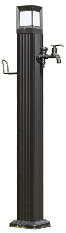 JLLEIZYZ Fontana Esterno, Doppio Rubinetto Giardino, Colonna con Pannello Solare e Luce LED per Irrigazione e Innaffiamento di Giardini(113.5x10cm/45x4in)