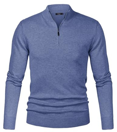 Sykooria Pull Homme Hiver Chaud Pullover Col Roulé à Manches Longues Sweaters Homme Tricoté Pull Col Zippé Homme