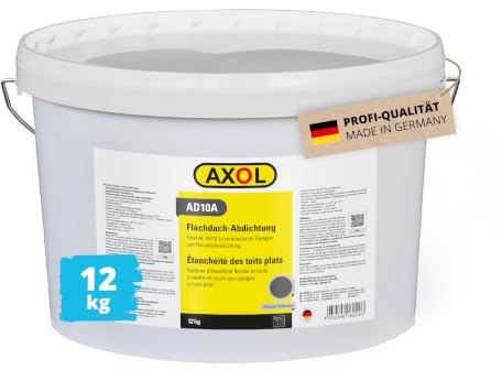 AXOL Flachdach-Abdichtung 12 kg, anthrazhit – Garage abdichten | Profi-Qualität - 1K Dichtstoff, hochelastisch und kälteflexibel bis -20 °C, Chemikalienbeständig