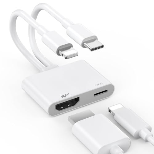 Adattatore USB-C e Lightning a HDMI per iPhone, iPad, MacBook, [certificato Apple MFi] 4K @60Hz UHD Digital AV Adattatore per TV/Monitor/Proiettore, Plug & Play