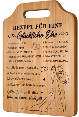 Gleevara Hochzeitsgeschenke für Brautpaar, Bambus Schneidebrett | Hochzeitsgeschenk, Geschenk Hochzeit für Braut und Bräutigam, Verlobt, Rezept für eine Glückliche Ehe